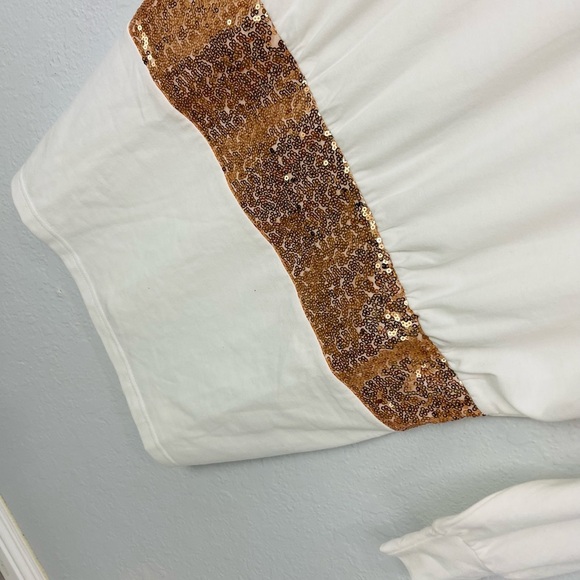 Allegra K Y2K Batwing Sleeves Rose Gold Sequins Accent Blouson Mini Dress - Picture 7 of 7